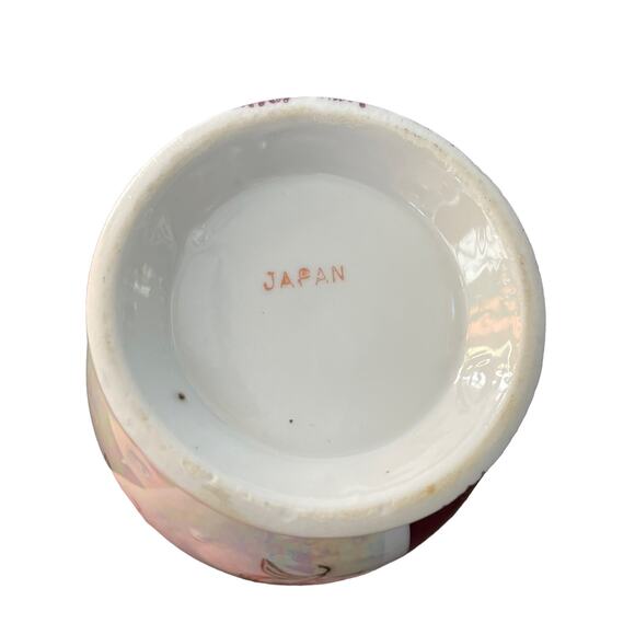 Vintage Iridescent Luster Ware Vase Gold Handles Pearl MCM Gilded Bud Japan READ - Picture 5 of 13